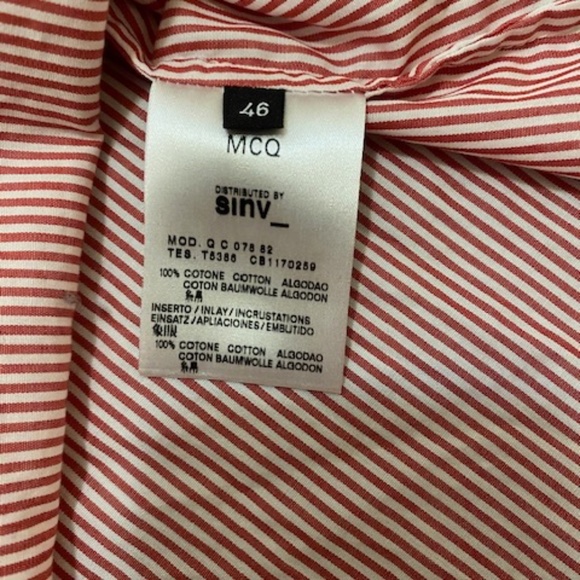 McQ by Alexander McQueen Striped Cotton Button Up Size L - Picture 6 of 7